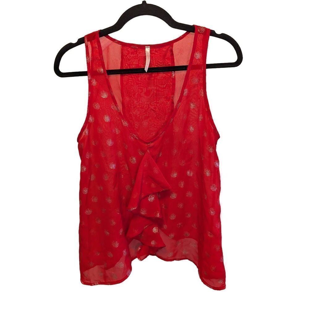 Manito USA Sleeveless Shirt with Silver Print Top Women's Size Small